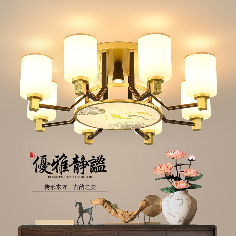 澳松 新中式吸顶灯轻奢大气珐琅彩客厅灯现代简约餐厅卧室书房led家用灯具
