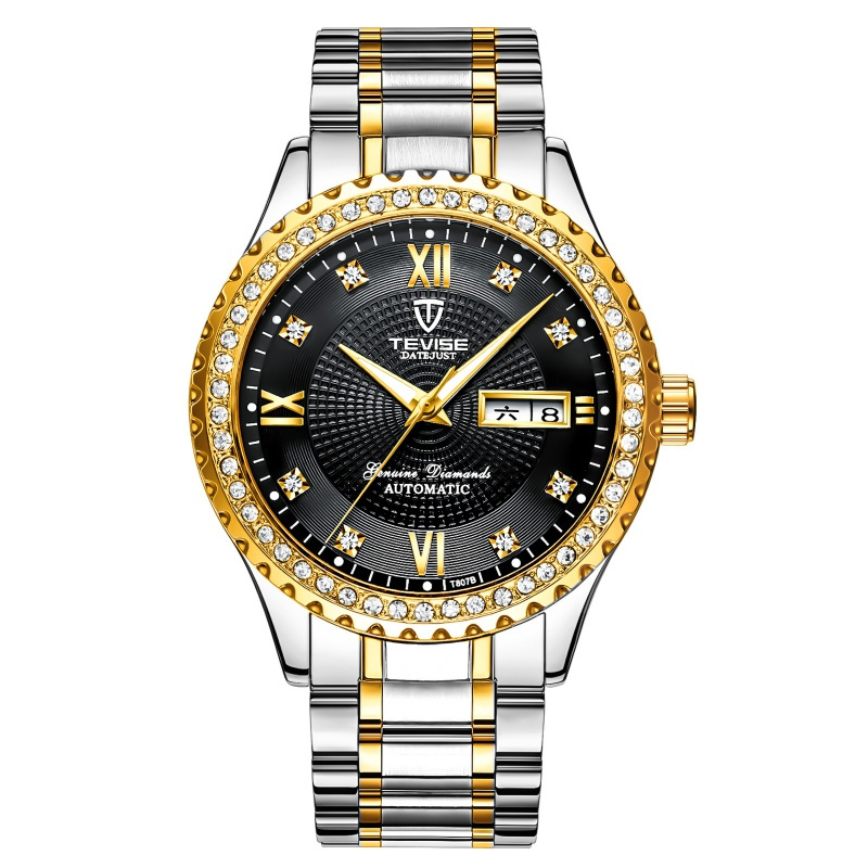 tevise特威斯男士手表2020新款休闲全自动机械表男士金钻手表夜光防水