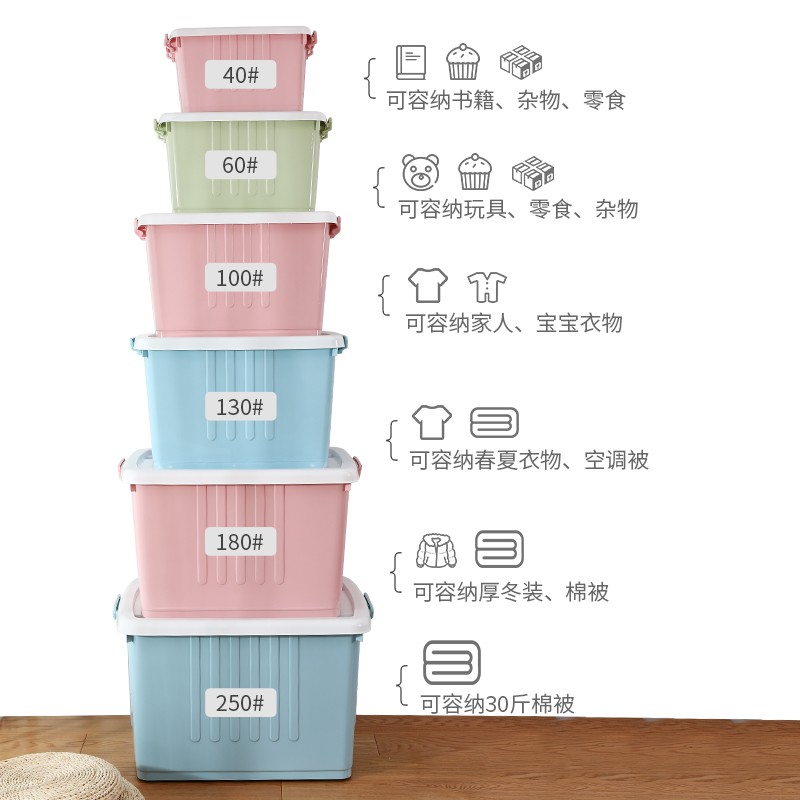 加厚特大号收纳箱带轮子有盖塑料衣服玩具整理箱车载储物周转箱子 三维工匠高清大图