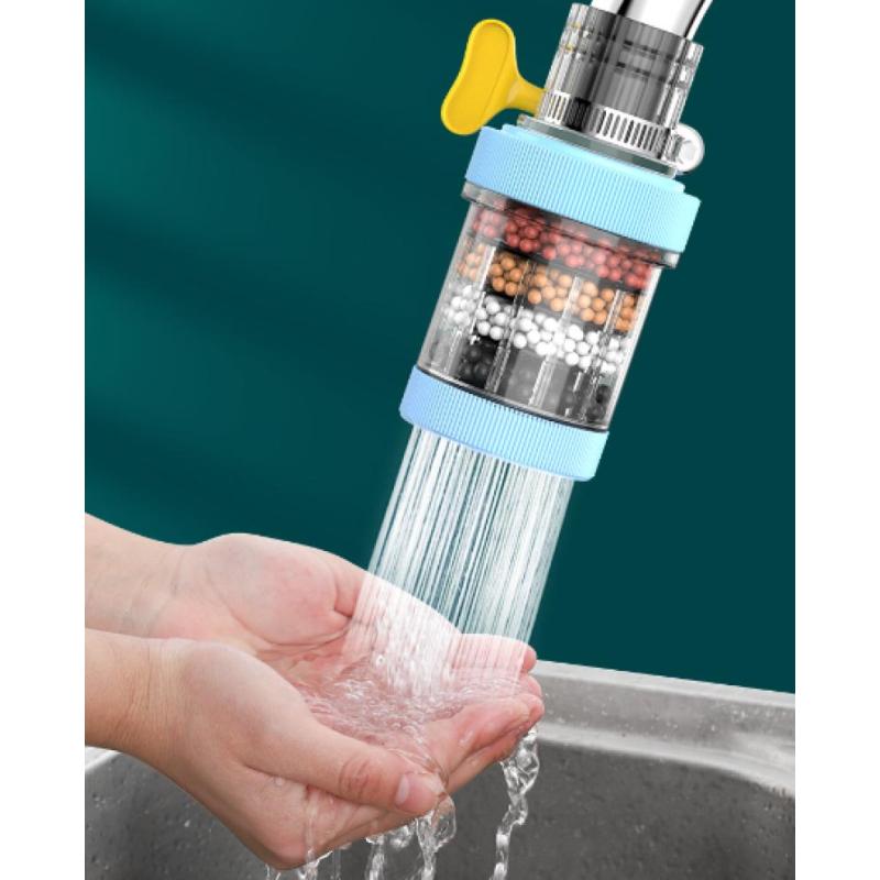 水龙头过滤器家用自来水净化器净水厨房龙头滤嘴延伸防溅神器通用- 【3个装】白- 增压防溅六重过滤（万能接口通用安装）--
