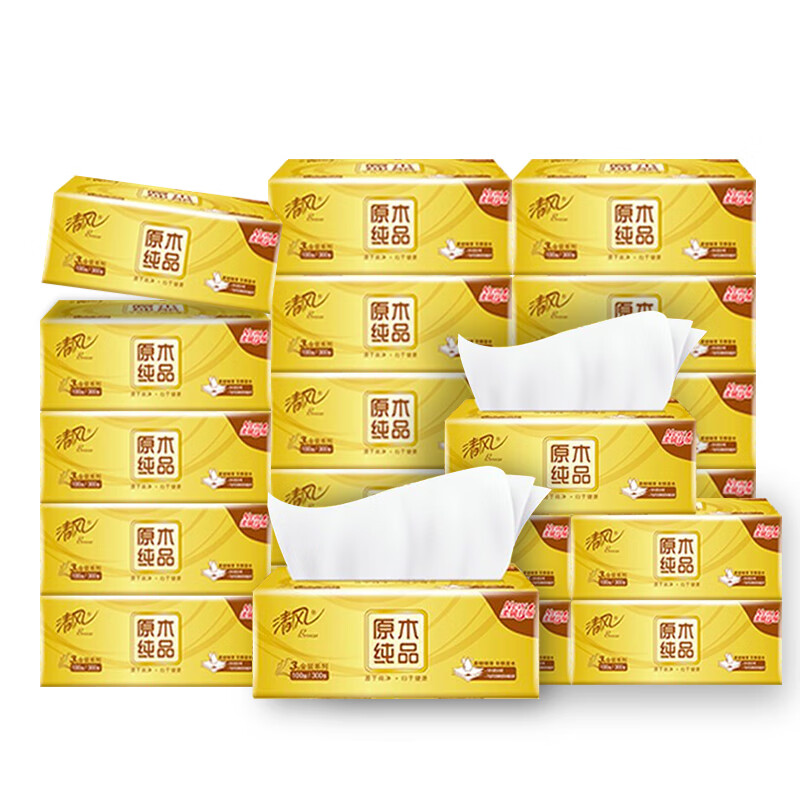 清风原木金装系列100抽抽取式面纸 AR42GZZ04(20包/箱) 整箱