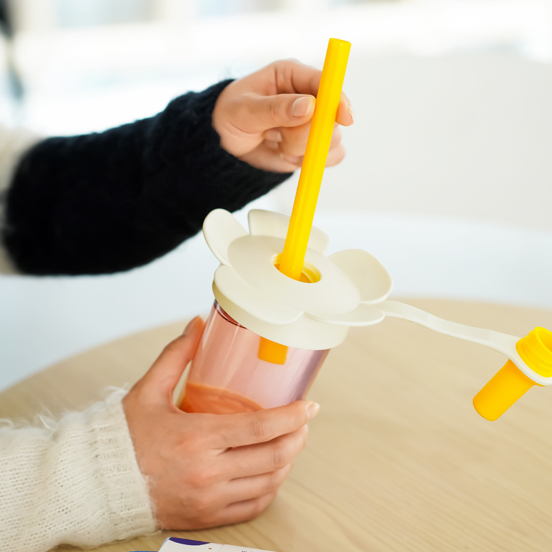 乐扣乐扣吸管杯女生高颜值儿童水杯喝粥粗吸管珍珠奶茶杯子咖啡杯