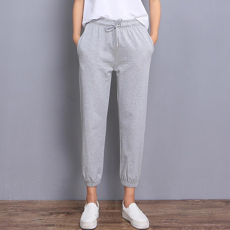 春夏款运动裤女灯笼九分裤子卫裤女休闲裤大码宽松胖mm阔腿裤