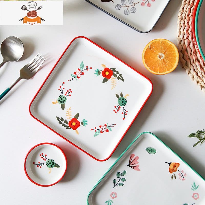 敬平盘子菜盘家用创意网红个性可爱的ins风新款套装组合鱼盘餐具碟子图片