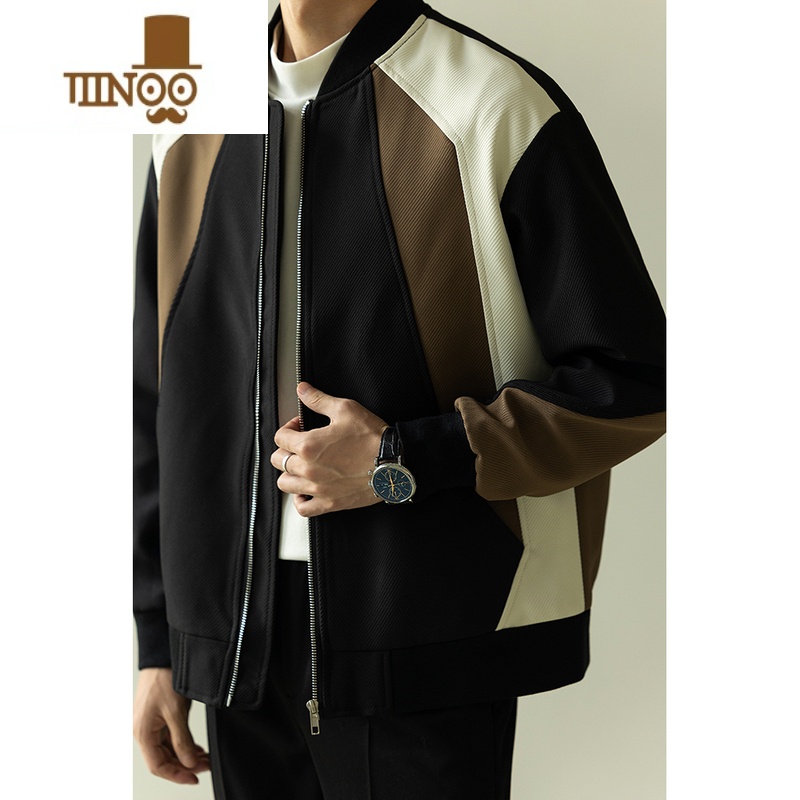 YANXUTWENTY FIVE 夹克外套男新款韩版轻熟风拼接棒球领上衣服潮高清大图