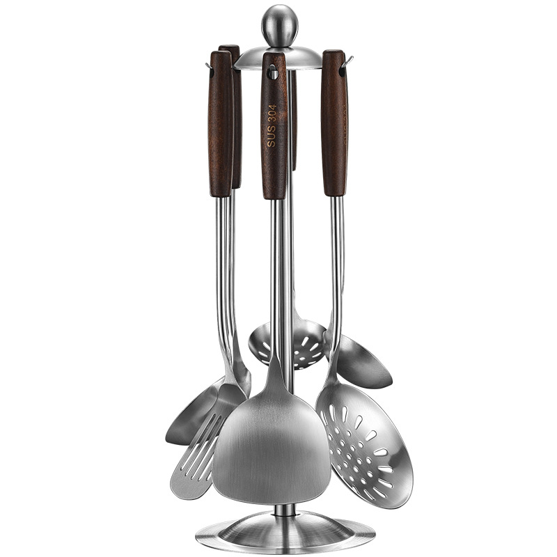 不锈钢锅铲家用木柄用具耐高温漏勺铲子厨具套装汤勺厨房用品