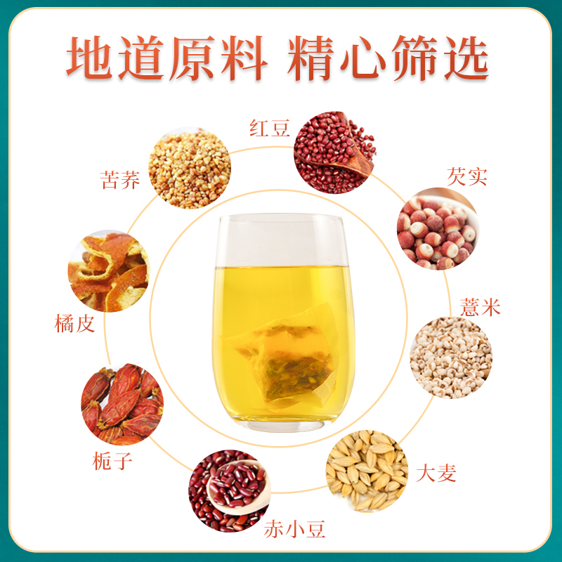 裕百年 红豆薏米芡实茶150克 赤小豆芡实薏仁苦荞大麦茶5g*30袋