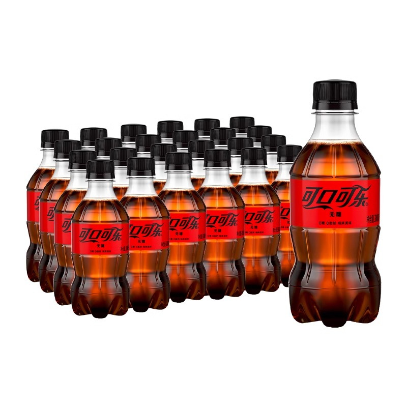 可口可乐300ml*24瓶无糖可乐碳酸饮料夏日清凉快乐水汽水饮料