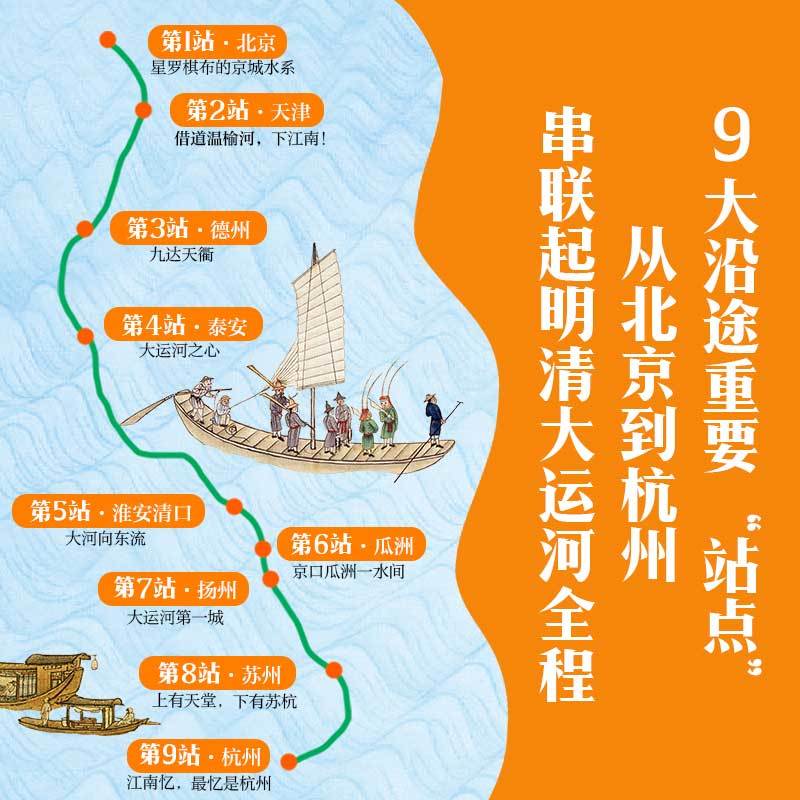 大运河:从北京出发,下江南! [正版]大运河 从北京出发 下江南 7-14岁 曾孜荣著 25幅传世名画 9座历史文化名
