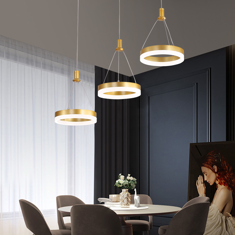 2022新款轻奢金色餐厅吊灯现代简约创意个性北欧饭厅灯led餐吊灯灯具