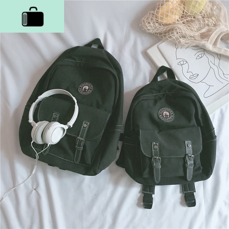 工装书包女ins复古日系学院风高中学生双肩包森系百搭旅行小背包NEW LAKE 百搭黑收藏下单送小礼物大号可放14寸电脑