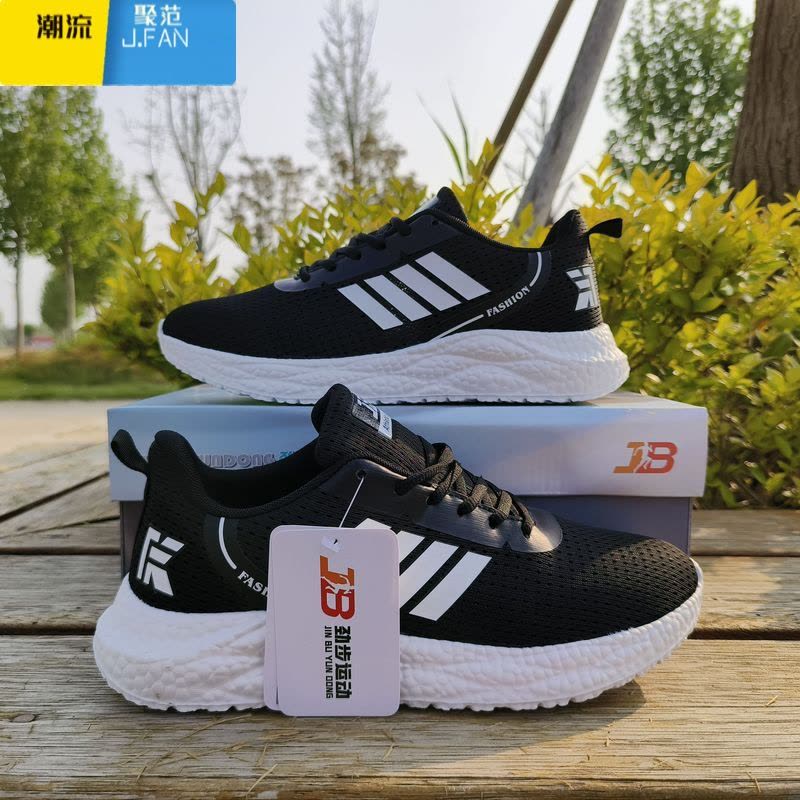 聚范秋季网面运动鞋爆米花鞋底透气网面鞋情侣同款休闲男鞋软底女士鞋图片