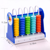 得力（deli）计数器学具盒小学生一二年级算术架积木记数器一年级数学教具 5行计数器（带加法表）蓝