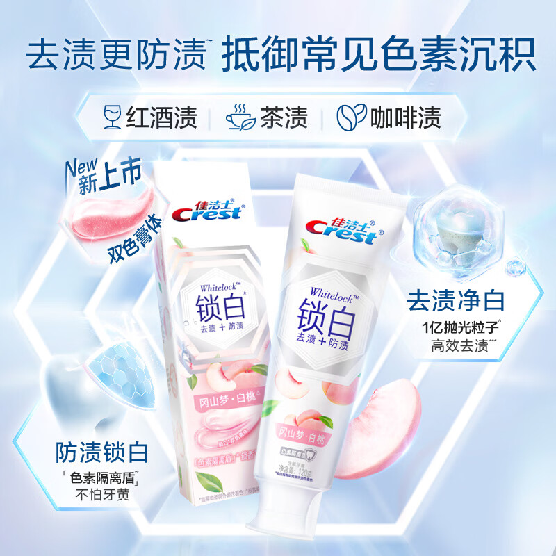 佳洁士 双色锁白牙膏(冈山梦白桃)120g Z高清大图