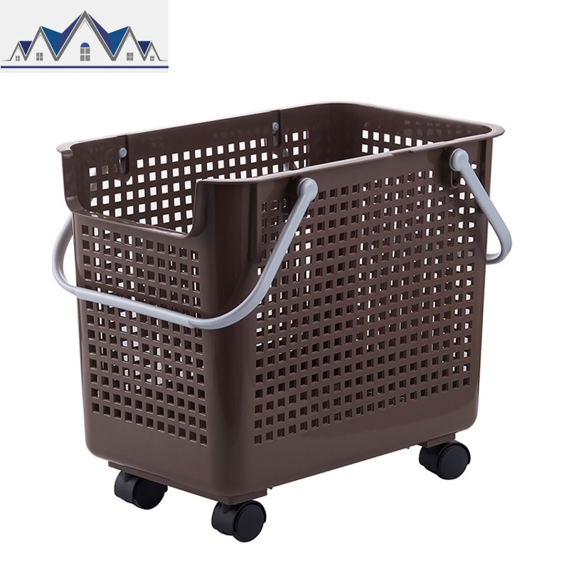 北欧脏衣篮带盖洗衣篮家用脏衣篓脏衣服收纳筐收纳篮带轮蓝塑料桶 三维工匠 大号咖啡(带轮)