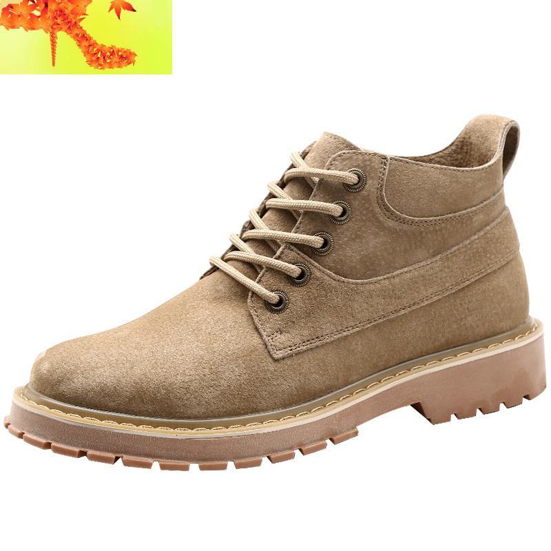 男士马丁靴春秋款高帮皮鞋翻毛休闲靴子复古英伦风中帮潮男工装靴简畅