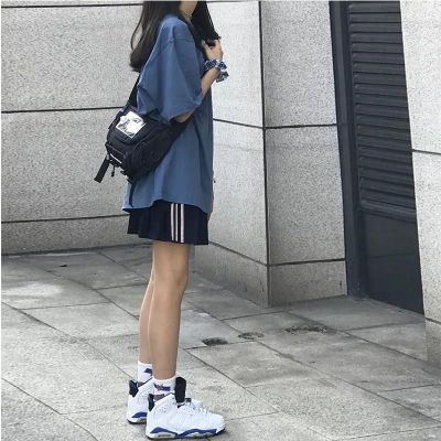 棉休闲宽松运动套装女夏学生时尚短袖t恤+三杠短裤运动裤两件套