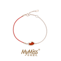 MyMiss925银镀玫瑰金天鹅手链女士人工合成玛瑙气质手饰情人节生日礼物送恋人 炽热的爱