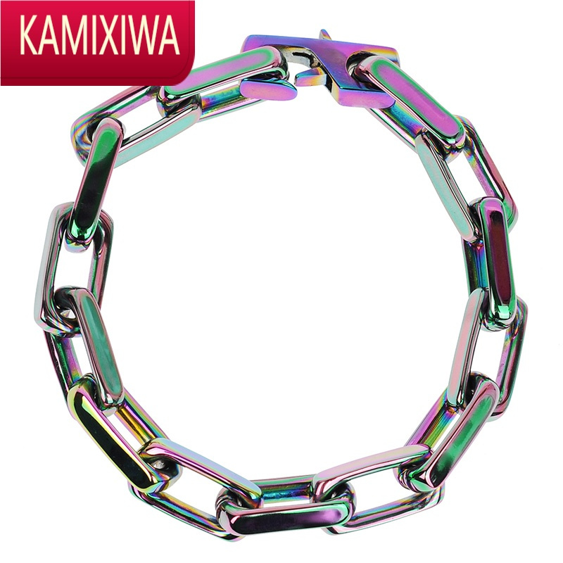KAMIXIWA 新款银色金属男女钛钢项链简约手链ins男潮