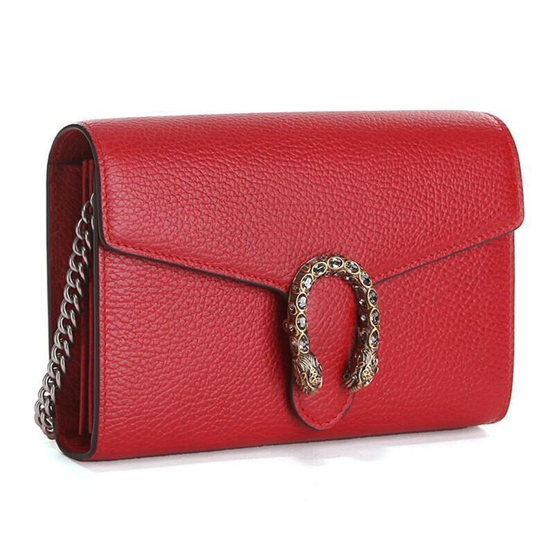 海外直邮gucci古驰女包dionysus系列牛皮红色链条单肩包斜挎包401231