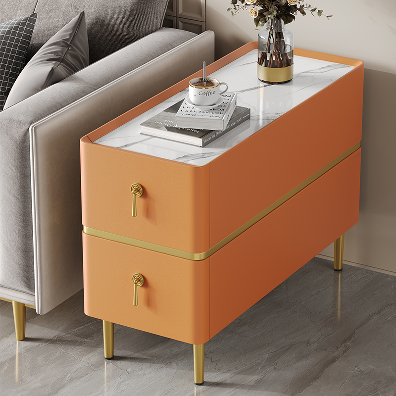 青木川 简约现代轻奢沙发边柜实木置物柜侧边柜岩板小边几角几客厅夹缝窄柜边桌置物架高清大图