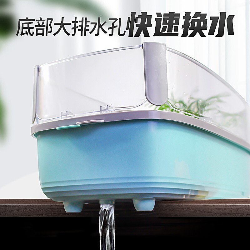 乌龟缸大号带晒台龟箱养龟专用缸可折叠分离式防逃逸加高沥水过滤家用乌龟盆造景别墅饲养箱高清大图