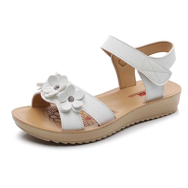 枫述夏中大童简约百搭凉鞋平跟女鞋防滑中学生粉色女童平底女孩凉鞋女