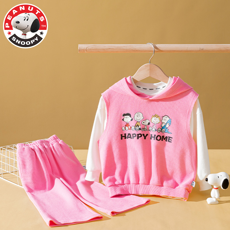 史努比(SNOOPY)新款儿童套装儿童华夫格三件套SXM063