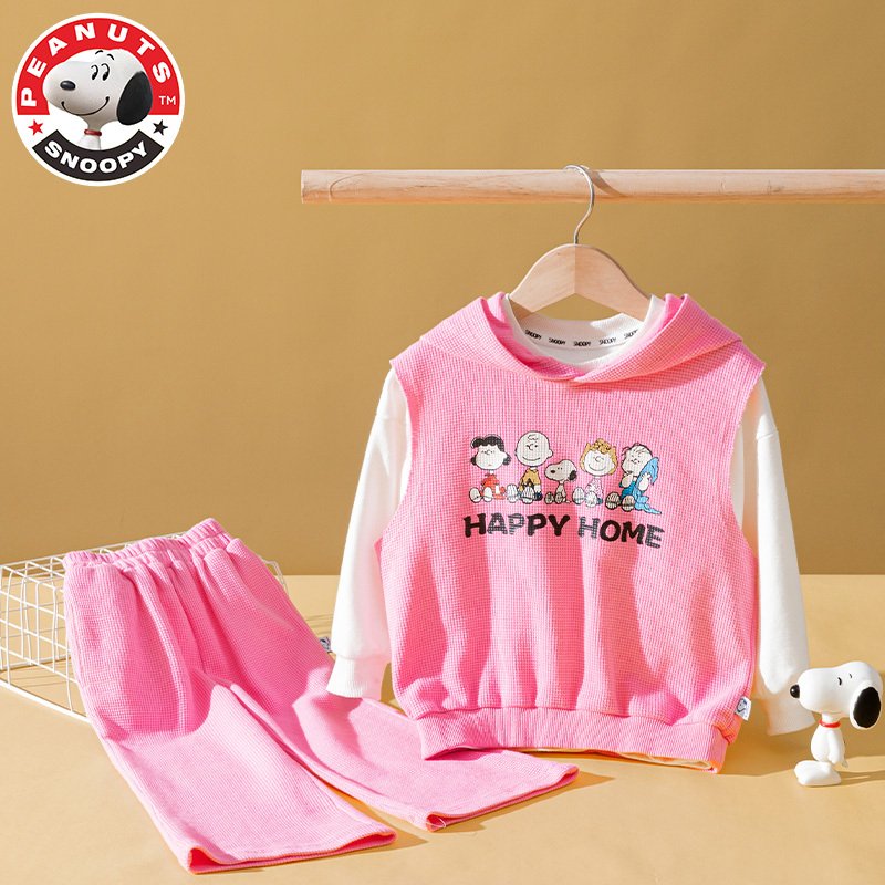 史努比(SNOOPY)新款儿童套装儿童华夫格三件套SXM063