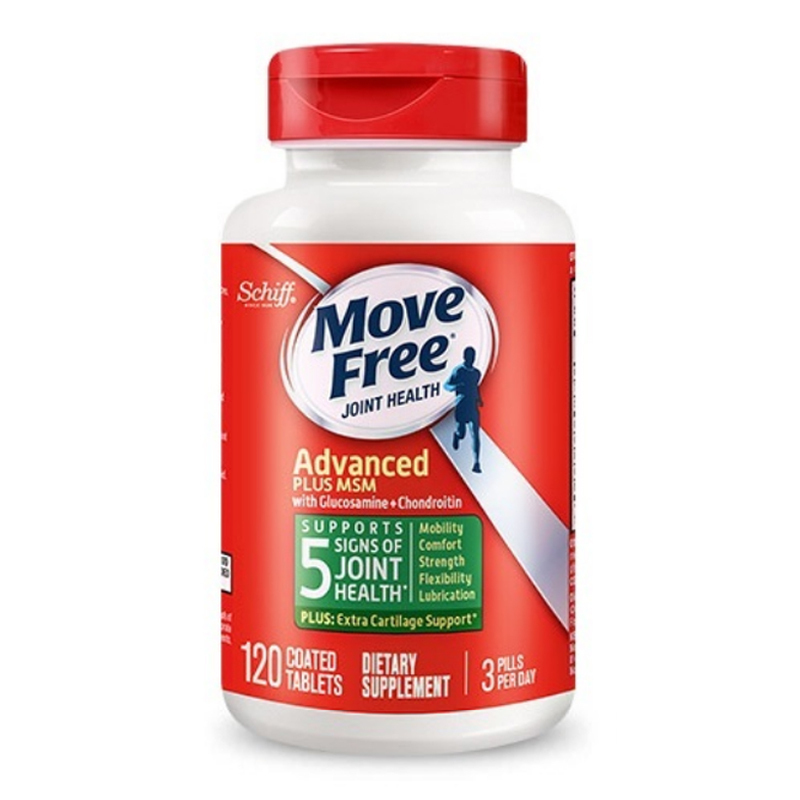 保税发-美国MOVE FREE氨糖软骨素维骨力120粒/瓶装 成人中老年人护关节MSM绿瓶 膳食营养补充剂