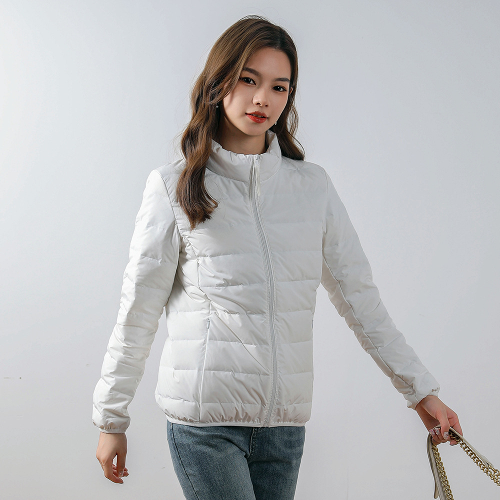女式90绒女装立领无缝压胶羽绒服短款轻薄新款简约外套_61高清大图