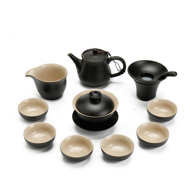 家柏饰(CORATED)日式黑陶茶具 功夫茶壶盖碗茶杯粗陶功夫茶具陶瓷整套礼盒装高清大图