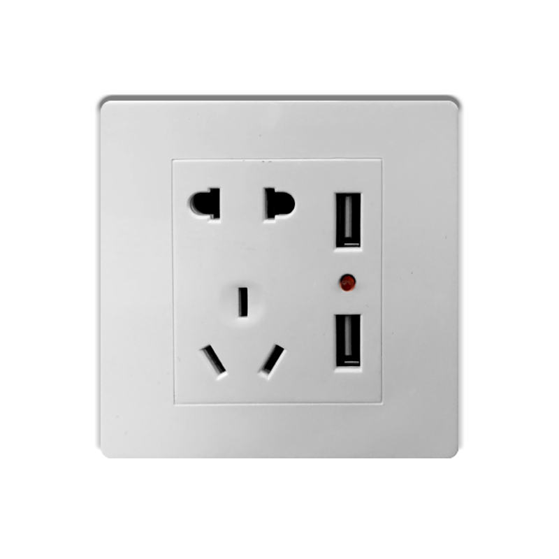 五孔面板插座双USB 220V 10A