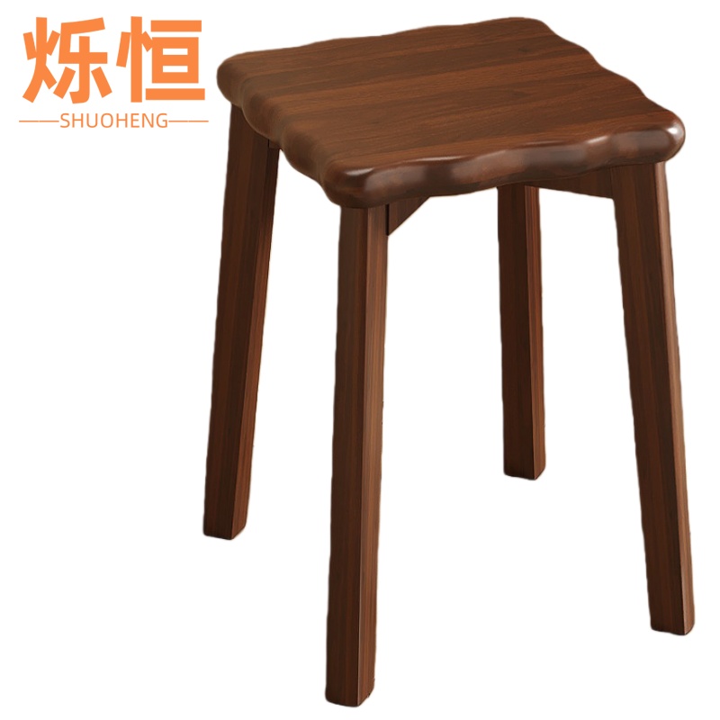烁恒实木凳胡桃色高清大图