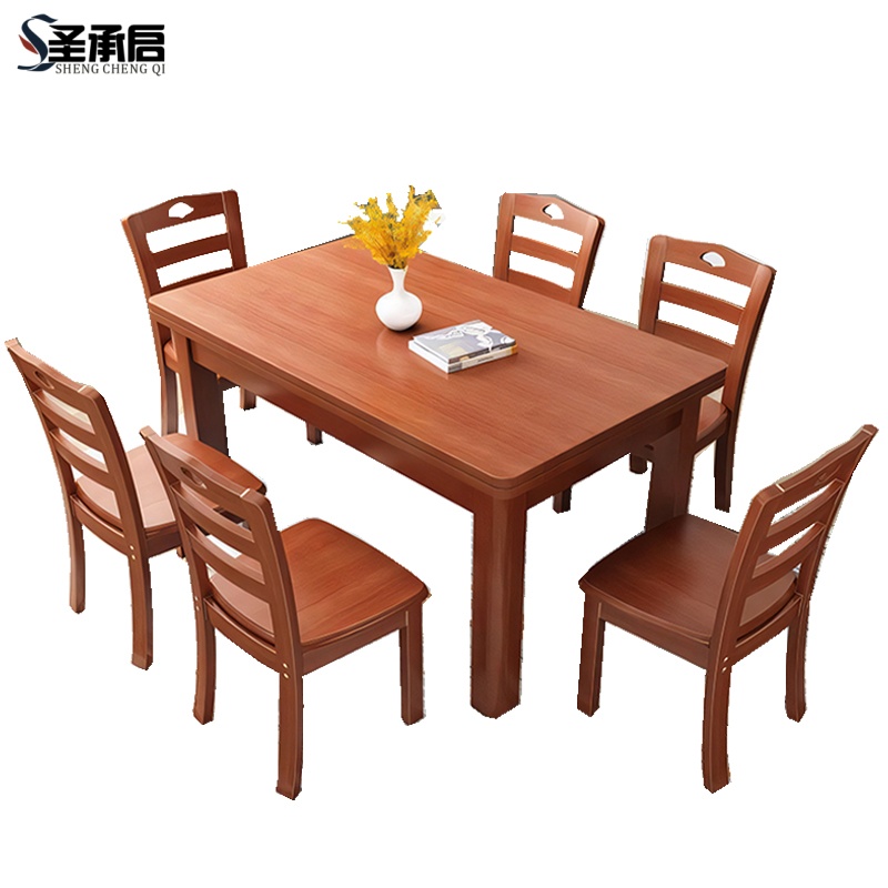 圣承启食堂餐桌二椅1.3m张高清大图