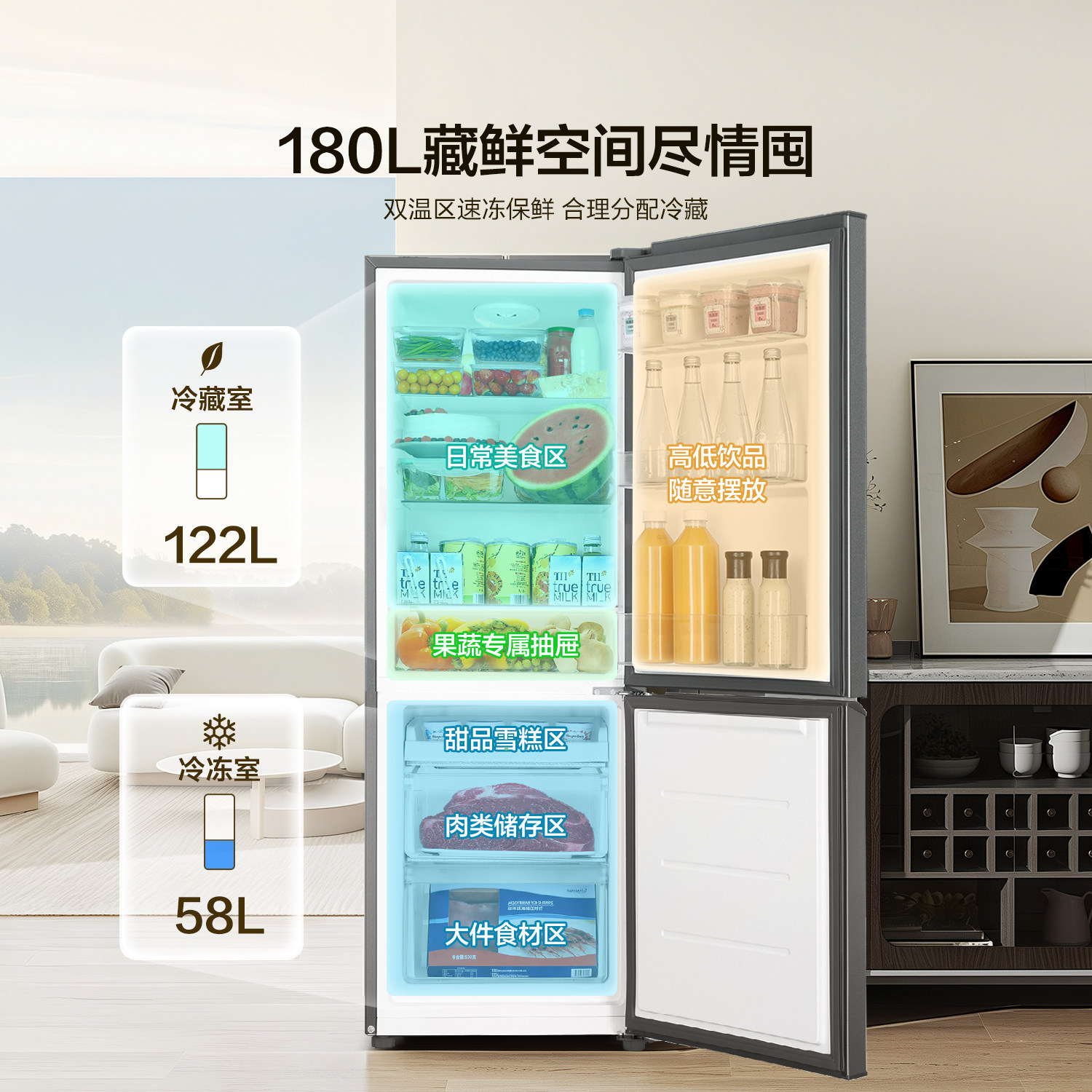 统帅双门冰箱BCD-180LLC2EZS9高清大图