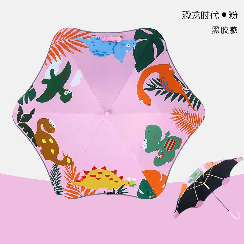 恐龙乐园蓝色[无胶款] 儿童雨伞s宝宝雨具幼儿园小孩小学生男童女童全手动上学长柄小伞图片