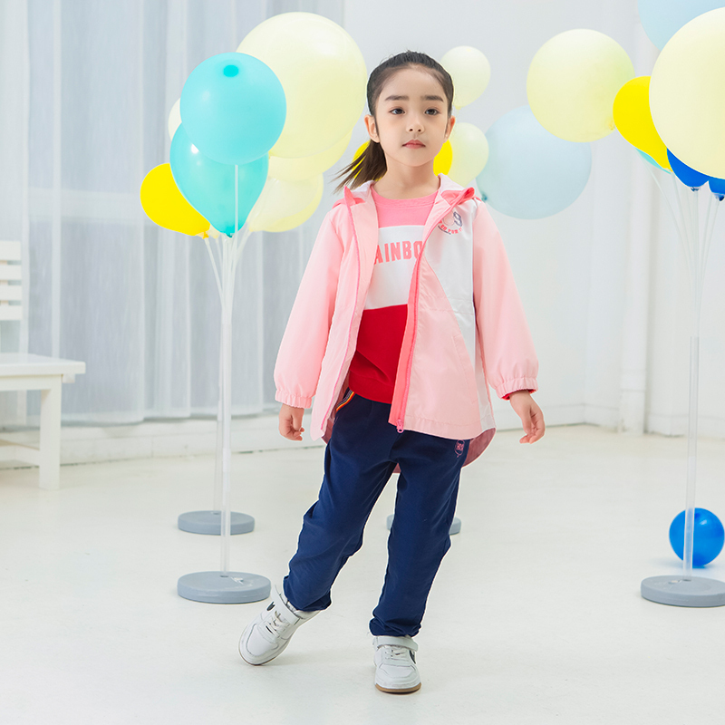 拉里宝贝Lioniebaby童装儿童外套宝宝梭织冲锋衣连帽防风外套2020春款新品女童LN01WS004