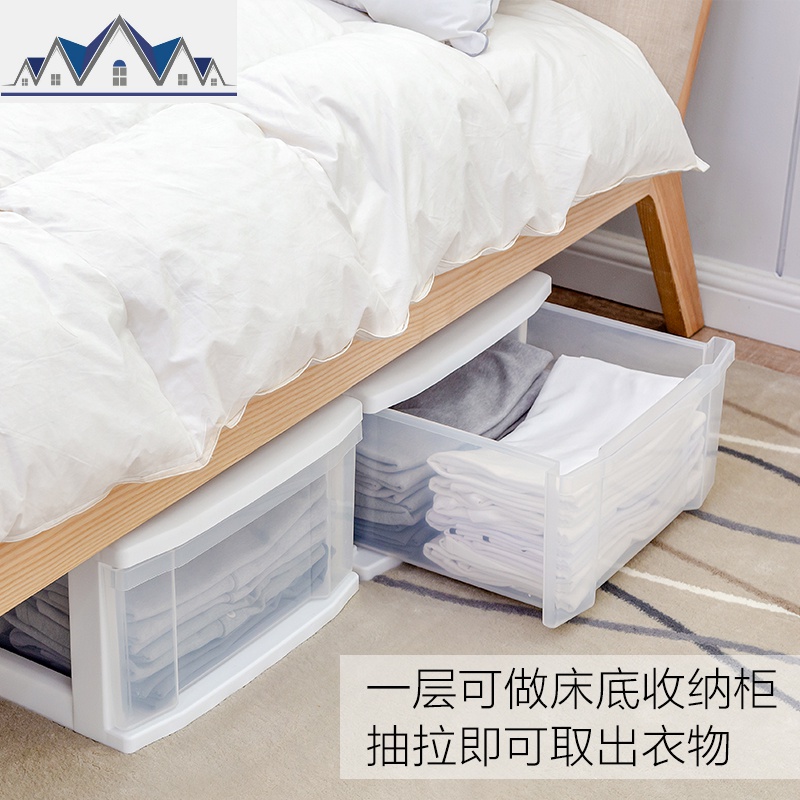 深型透明抽屉式收纳柜客厅卧室整理箱收纳盒带轮爱丽丝 三维工匠高清大图