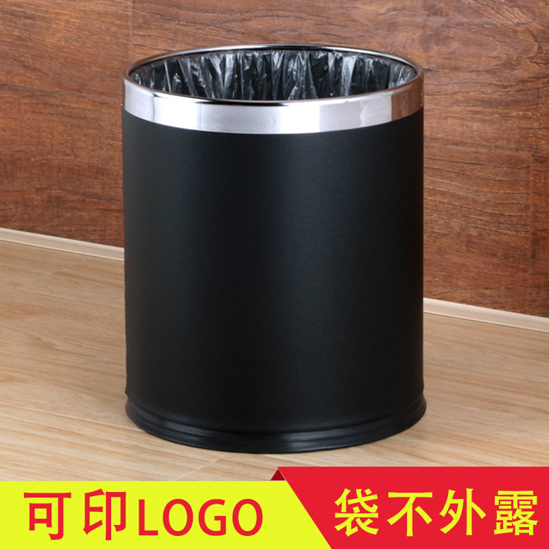 双层垃圾桶酒店宾馆客房家用卫生间马桶阿斯卡利(ASCARI)纸篓办公室简约大号商用 双层黑金雕花