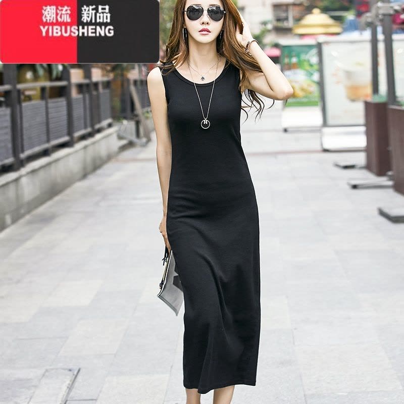 YIBUSHENG莫代尔吊带连衣裙女装春季新款中长款针织无袖内搭打底背心长裙图片