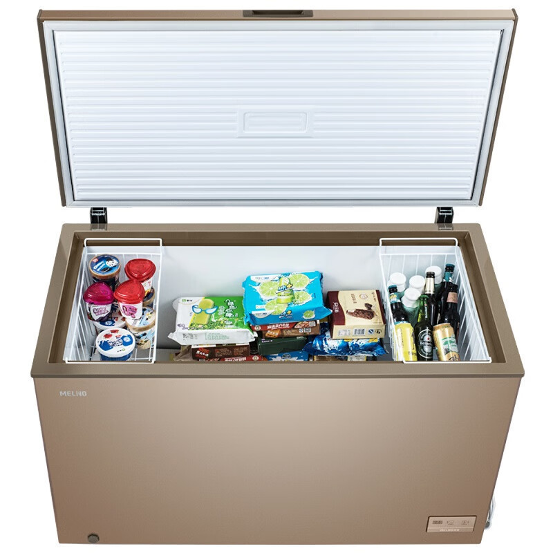 美菱(MELNG) BC/BD-426DTE 顶开门金色冰柜一级能效 家用商用大冷柜 强劲冷冻 咖啡金426升