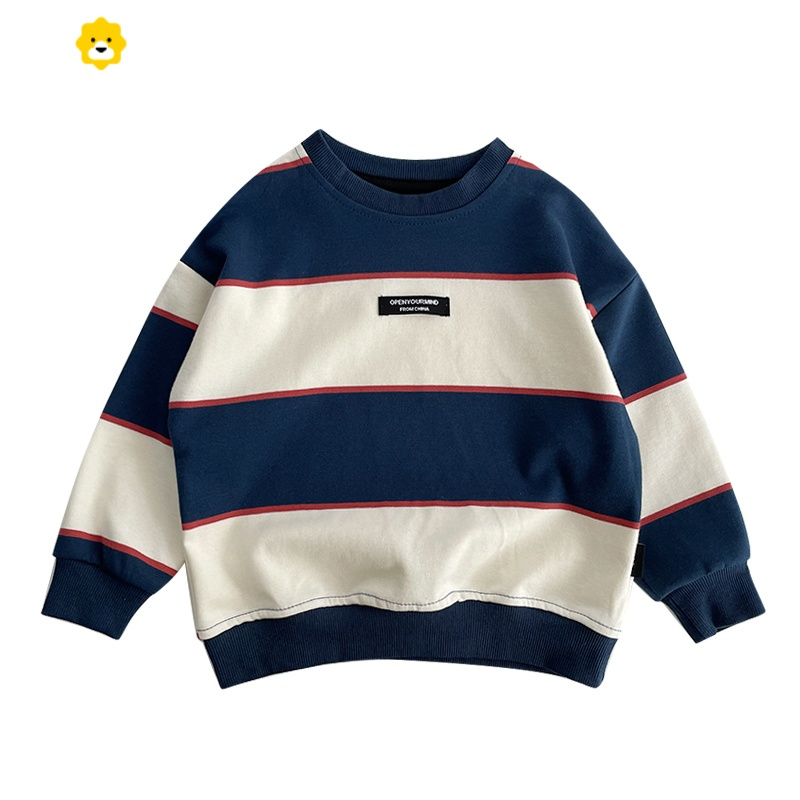 喻娄儿童卫衣春秋20秋款男童上衣新款韩版百搭条纹卫衣宝宝童装长袖