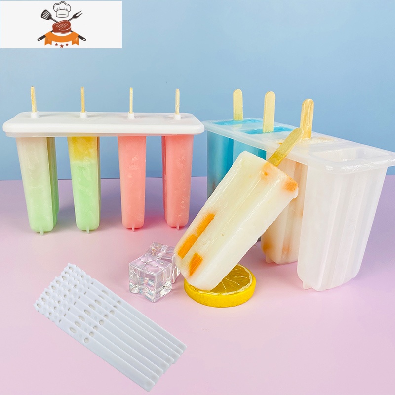 创意老冰棍雪糕模具DIY家用做冰棒冰格冰淇淋激凌儿童制冰盒带盖 敬平 二套模具8支塑料棒