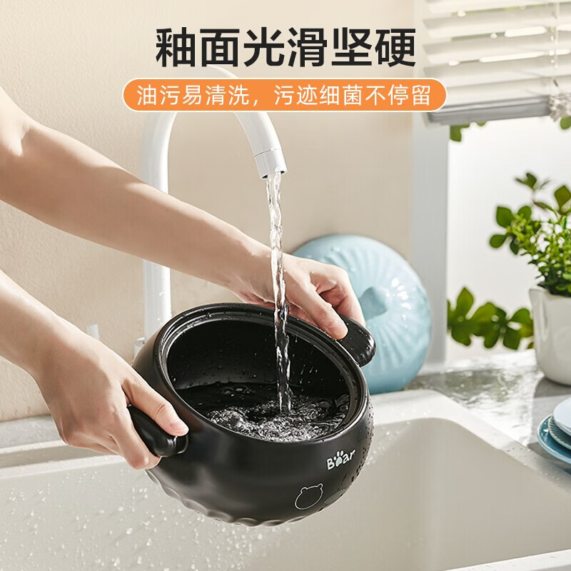 小熊(Bear)砂锅煲汤锅炖锅陶瓷砂锅中药炖汤煲仔饭沙锅家用养生石锅瓦煲瓦罐CP-G0028杏仁米1.6L高清大图