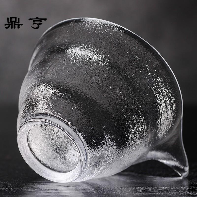 鼎亨 玻璃盖碗趣味茶具套装加厚耐高温玻璃茶碗公道杯三才碗杯