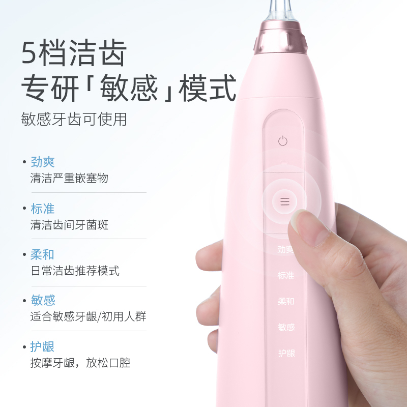 bixdo/倍至小奶瓶冲牙器便携式家用牙结石正畸口腔洗牙清洁水牙线电动冲牙器送礼粉色P51
