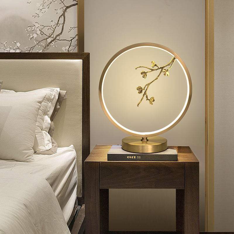 轩尼雅卧室小台灯新中式全铜创意大气台灯后现代艺术led温馨北欧轻奢