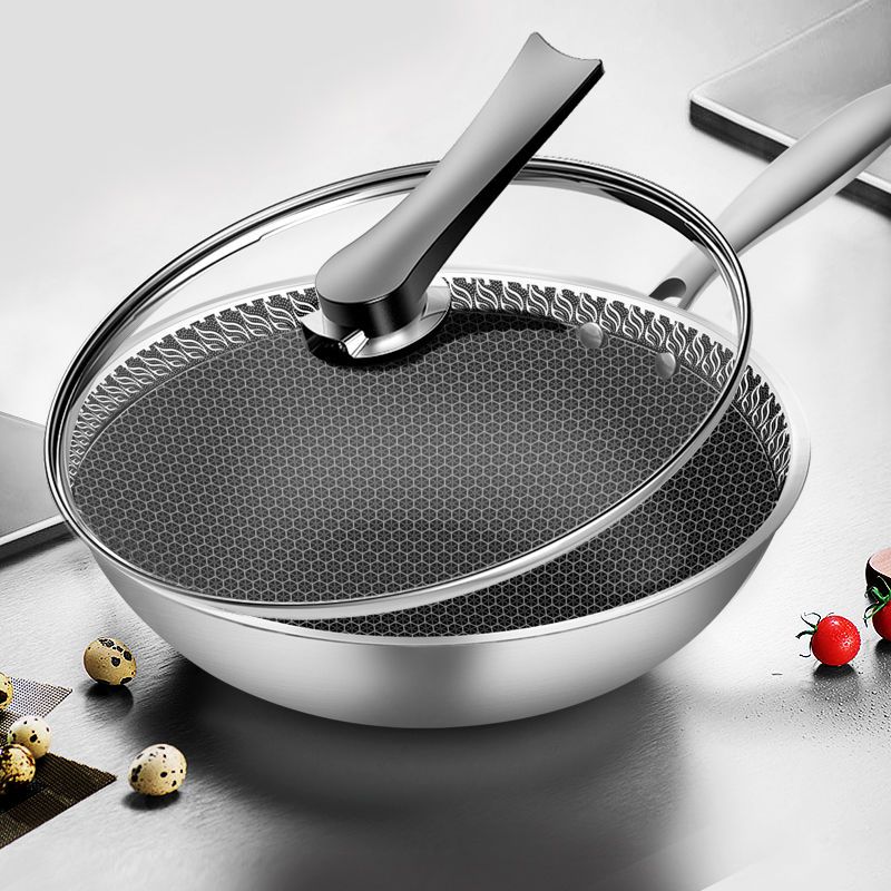 德国304不锈钢锅家用炒菜锅不粘锅平底锅电磁炉专用炒锅厨房锅具双面