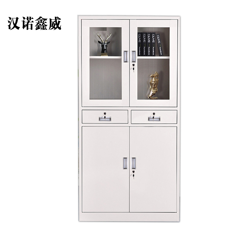 汉诺鑫威钢制文件柜资料柜档案柜财务凭证柜带锁储物柜铁皮柜书柜中二斗文件柜